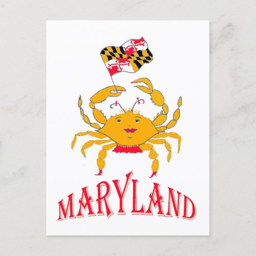 Happy crab  in Maryland Postcard