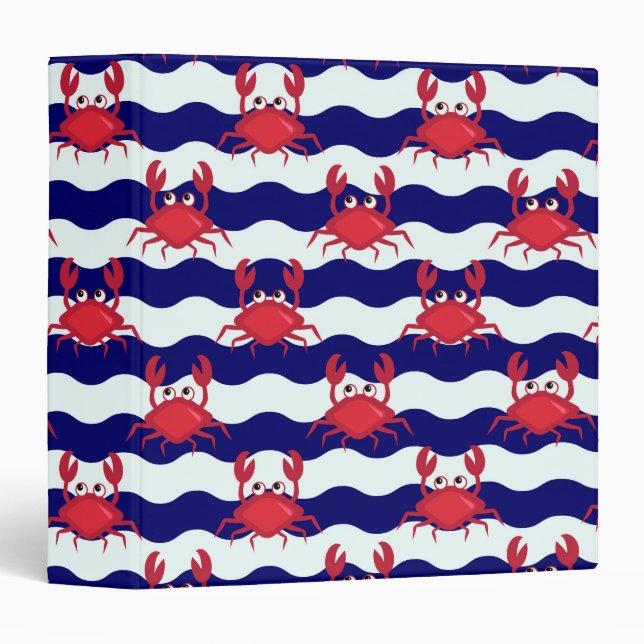Happy Crabs Pattern 3 Ring Binder (Front/Spine)