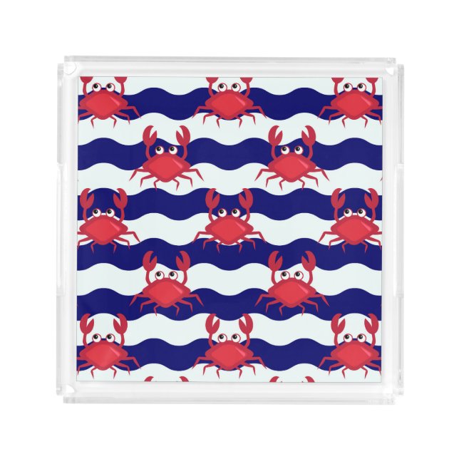 Happy Crabs Pattern Acrylic Tray (Front)