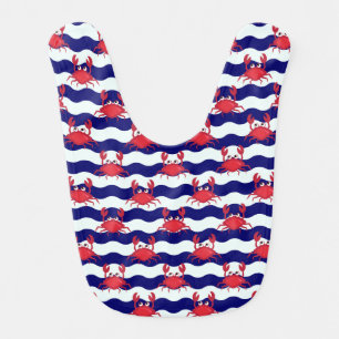 Happy Crabs Pattern Baby Bib