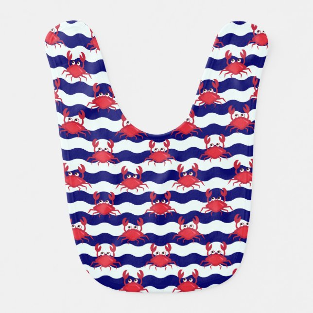 Happy Crabs Pattern Baby Bib (Front)