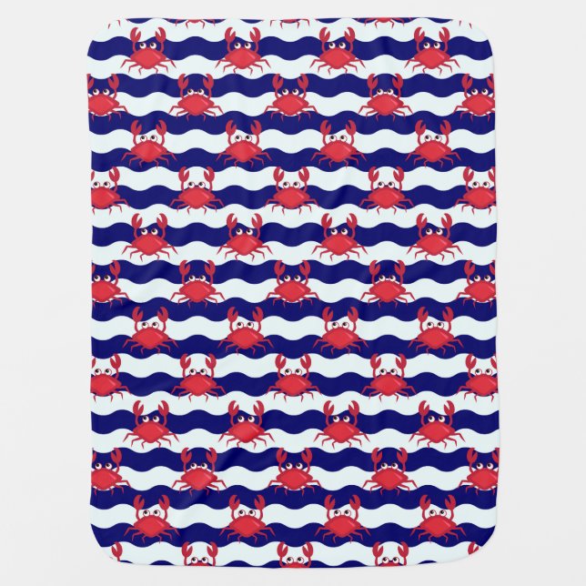 Happy Crabs Pattern Baby Blanket (Front)