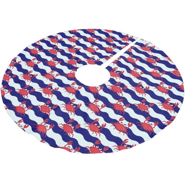 Happy Crabs Pattern Brushed Polyester Tree Skirt (Angled)