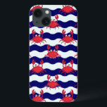 Happy Crabs Pattern iPhone 13 Case<br><div class="desc">cute crabs and striped background | © and ® Bigstock® - All Rights Reserved.</div>