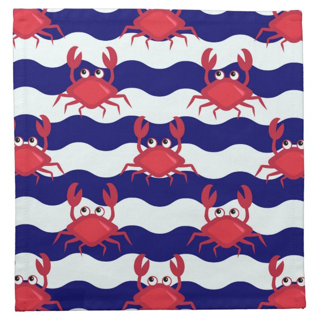 Happy Crabs Pattern Cloth Napkin (Front)