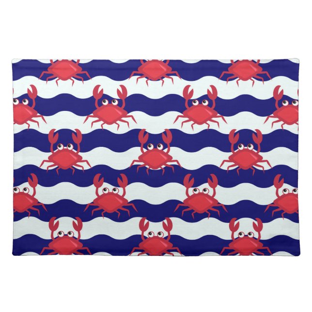 Happy Crabs Pattern Cloth Placemat (Front)