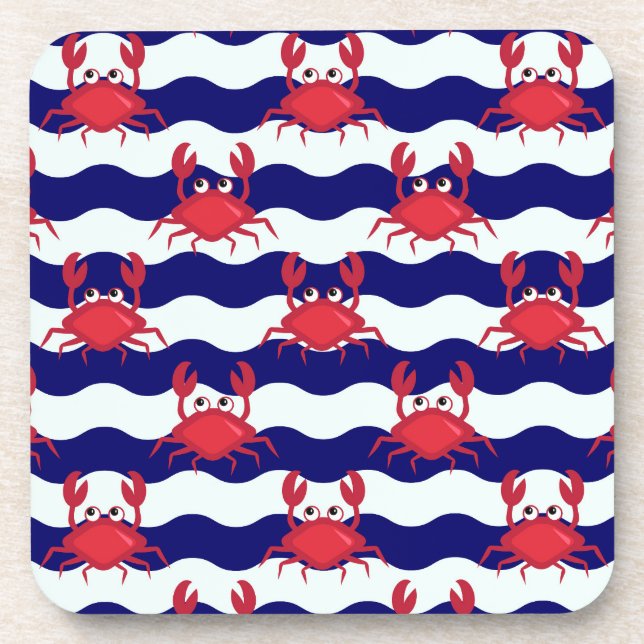 Happy Crabs Pattern Drink Coaster (Front)