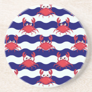 Happy Crabs Pattern Drink Coaster