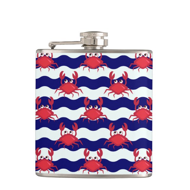 Happy Crabs Pattern Flask (Front)