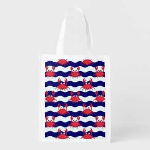 Happy Crabs Pattern Grocery Bag
