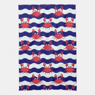 Happy Crabs Pattern Kitchen Towel