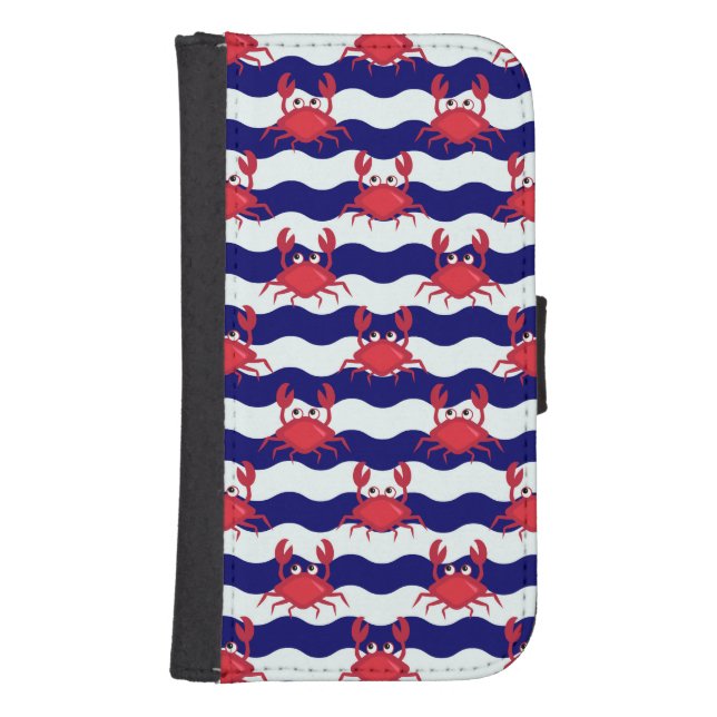 Happy Crabs Pattern Samsung Galaxy Wallet Case (Front)