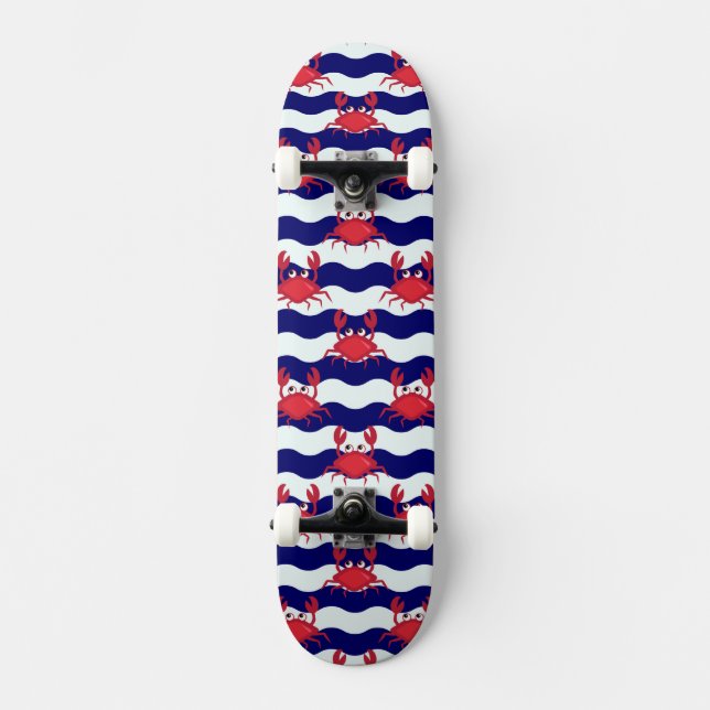 Happy Crabs Pattern Skateboard Deck (Front)