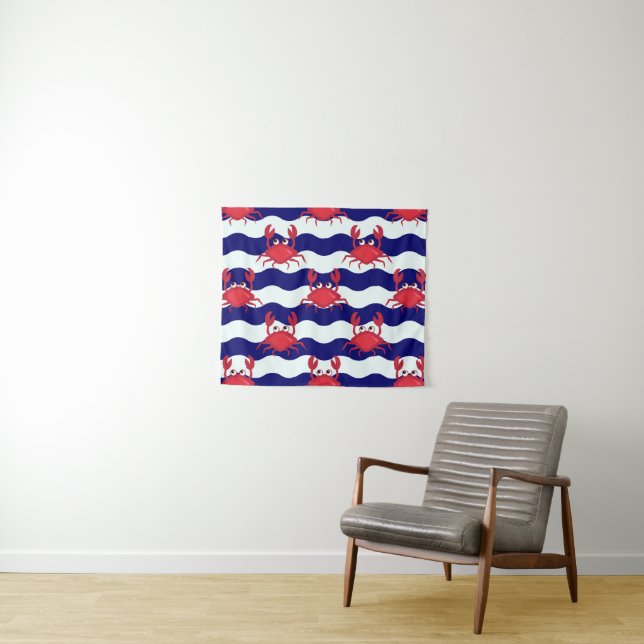 Happy Crabs Pattern Tapestry (In Situ (Horizontal))