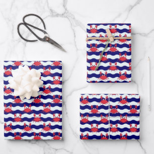 Happy Crabs Pattern Wrapping Paper Sheets