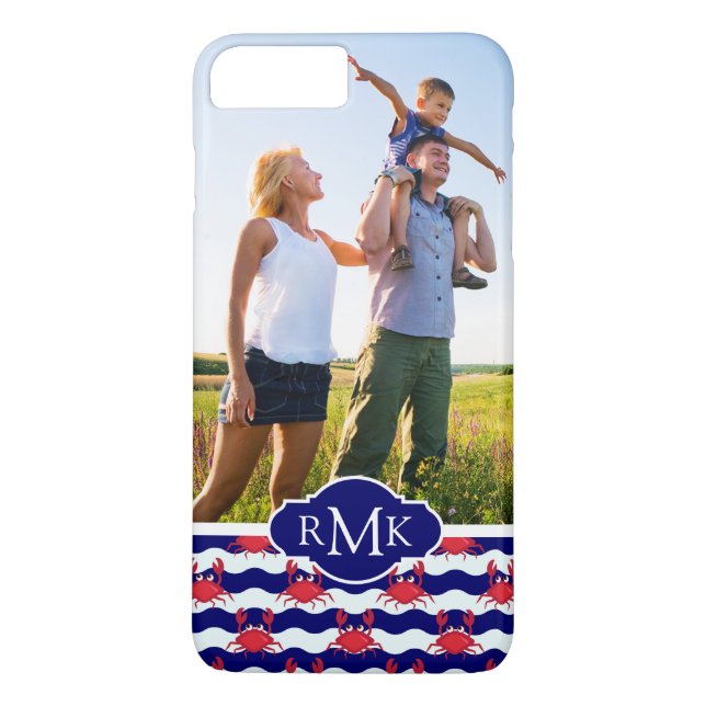 Happy Crabs Pattern| Your Photo & Monogram Case-Mate iPhone Case (Back)