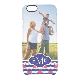 Happy Crabs Pattern  Your Photo & Monogram Clear iPhone 6/6S Case
