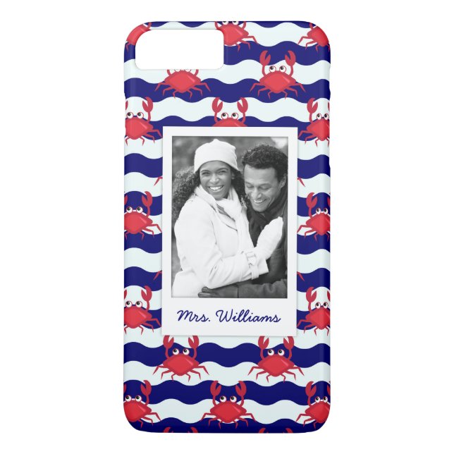 Happy Crabs Pattern | Your Photo & Name Case-Mate iPhone Case (Back)