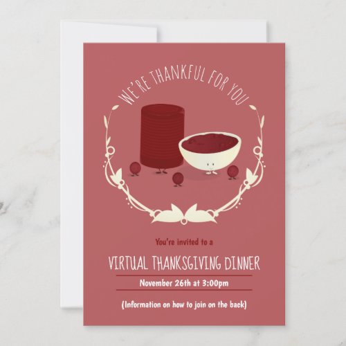 Happy Cranberry Sauce Virtual Thanksgiving Dinner Invitation