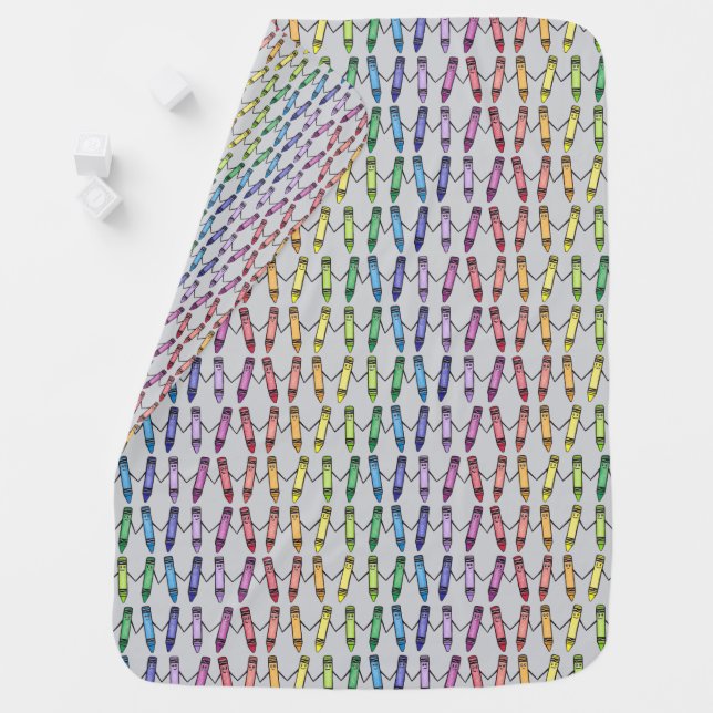 Happy Crayons Colorful Pattern Baby Blanket (In Situ)