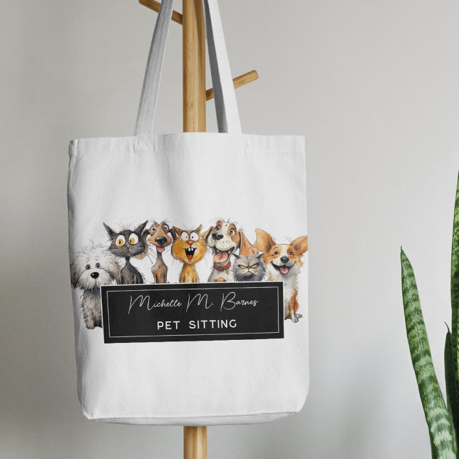 Happy Crazy Cats Dogs Pet Sitter Business  Tote Bag (Creator Uploaded)