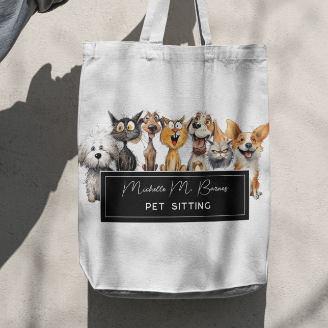 Happy Crazy Cats Dogs Pet Sitter Professional Tote Bag (Creator Uploaded)