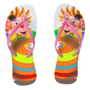 Happy Crazy Clown Flip Flops