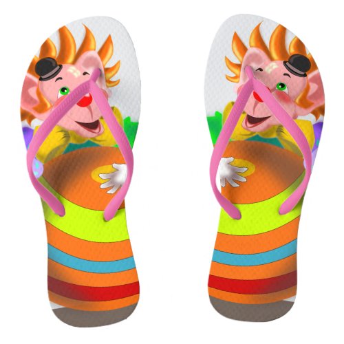 Happy Crazy Clown Flip Flops