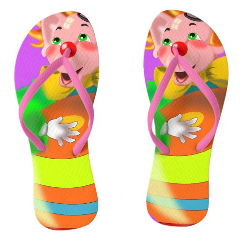 Happy Crazy Clown Flip Flops