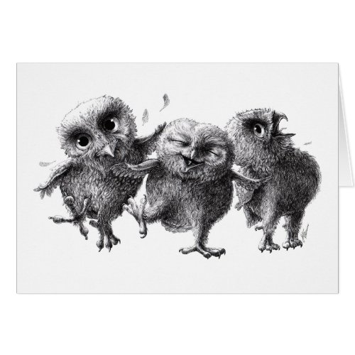 Happy Crazy Owls Greeting Card