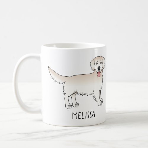 Happy Cream Golden Retriever Cartoon Dog With Name Coffee Mug