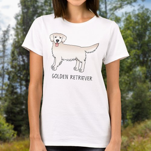 Happy Cream Golden Retriever Cartoon Dog With Text T_Shirt
