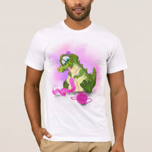 Happy Crocodile Knits Pink Scarf - Funny Painting T-Shirt