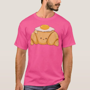 Happy Croissant With Egg  Cute Breakfast Food Art T-Shirt