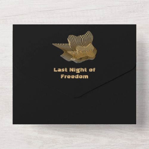 Happy Crown Black and Gold Bachelor Party All In One Invitation