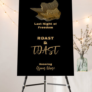 Happy Crown Black and Gold Bachelor Party Foam Board