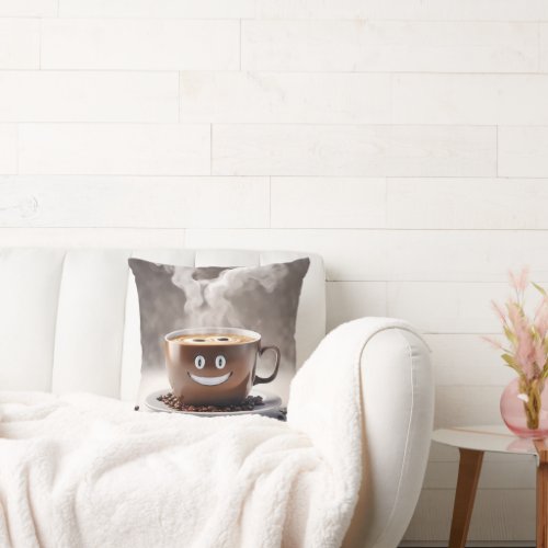 Happy Cup Of Coffee Throw Pillow