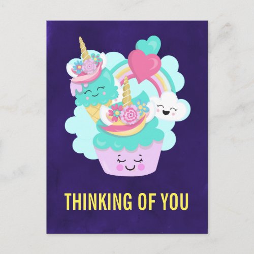 Happy Cupcake and Ice Cream Thinking of You Postcard