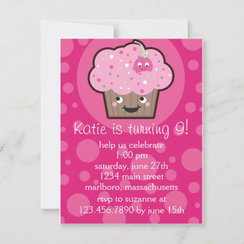 Happy Cupcake Birthday Party Invitation