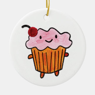 Happy Cupcake Ceramic Ornament