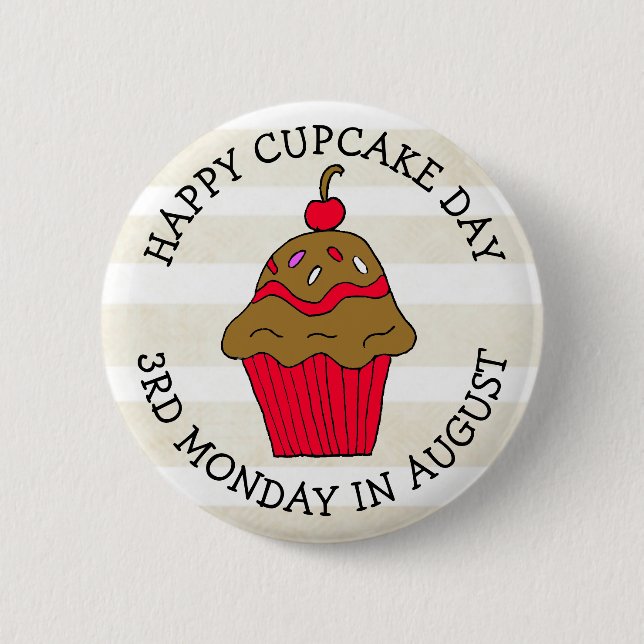 Happy Cupcake Day August Food Holiday Button (Front)