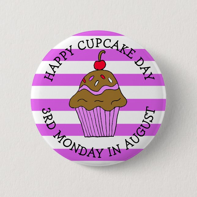 Happy Cupcake Day August Food Holiday Button (Front)