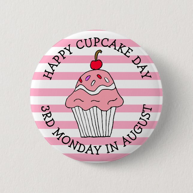 Happy Cupcake Day August Food Holiday Button (Front)