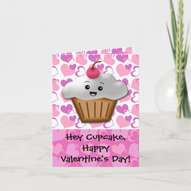 Happy Cupcake Valentine Holiday Card (Front)