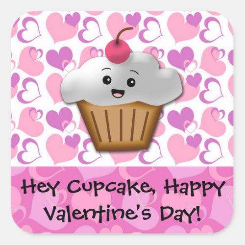 Happy Cupcake Valentine Square Sticker