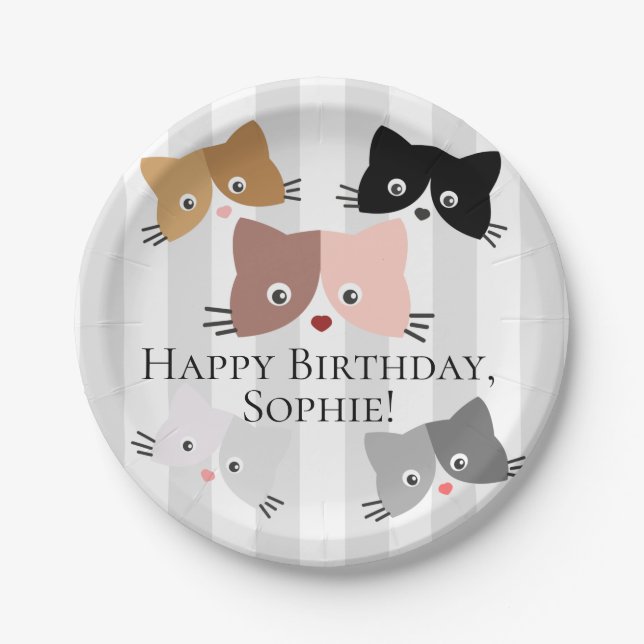Happy Curious Kittens  Paper Plates (Front)