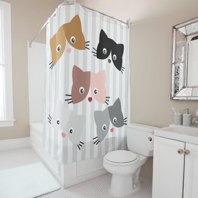 Happy Curious Kittens  Shower Curtain