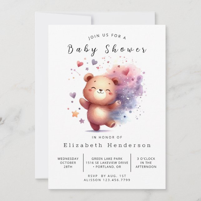 Happy Custom Bear Baby Shower Invitation (Front)