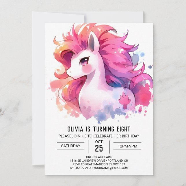  Happy Custom Horse Birthday Invitation (Front)