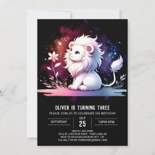 Happy Custom Lion Birthday Invitation